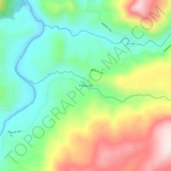 Pehuenco topographic map, elevation, terrain