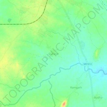 Guraiya topographic map, elevation, terrain