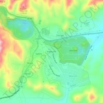 Bakerville topographic map, elevation, terrain