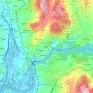 A Piolla topographic map, elevation, terrain