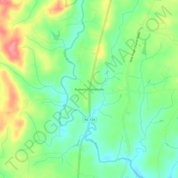 Aumans Crossroads topographic map, elevation, terrain