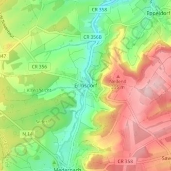 Ermsdorf topographic map, elevation, terrain