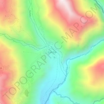 Llaclla topographic map, elevation, terrain