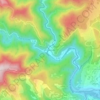 Les Deux Aygues topographic map, elevation, terrain