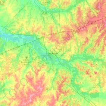 Jackson topographic map, elevation, terrain