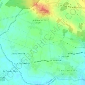 La Bernerais topographic map, elevation, terrain