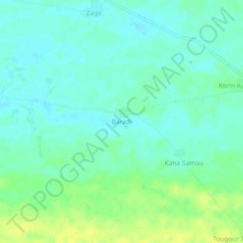 Baradi topographic map, elevation, terrain