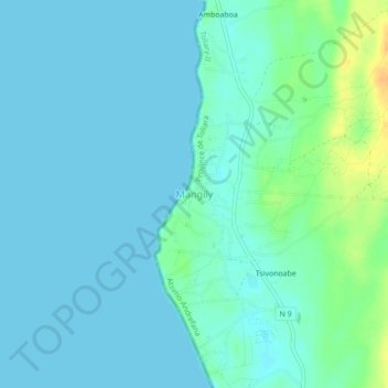Mangily topographic map, elevation, terrain