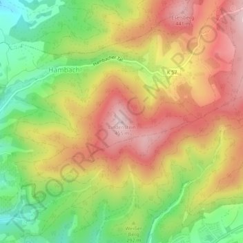 Lindenstein topographic map, elevation, terrain