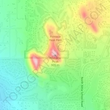 Pinnacle Peak topographic map, elevation, terrain