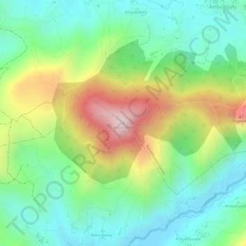 Angavokely topographic map, elevation, terrain