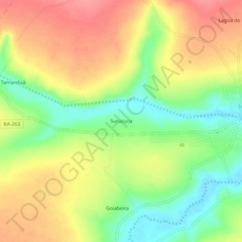 Surucucu topographic map, elevation, terrain