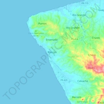 Rincón topographic map, elevation, terrain