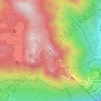 Monte Vergine topographic map, elevation, terrain