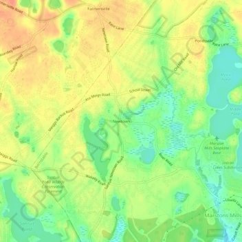 Newtown topographic map, elevation, terrain