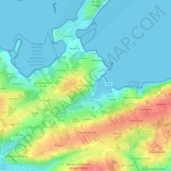 Pen Ar Poul topographic map, elevation, terrain