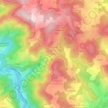 Alliandre topographic map, elevation, terrain