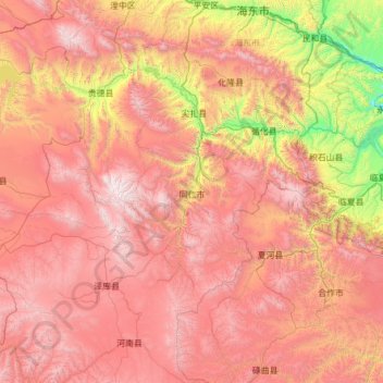 Huangnan topographic map, elevation, terrain
