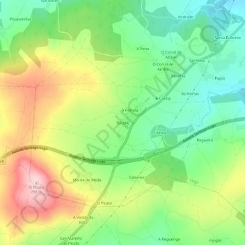 Teicelle topographic map, elevation, terrain