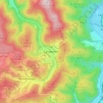 Landemert topographic map, elevation, terrain