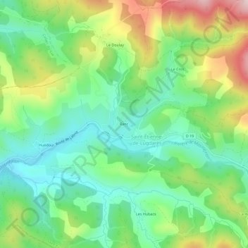 Ranc topographic map, elevation, terrain