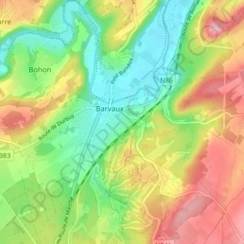 Barvaux topographic map, elevation, terrain