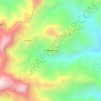San Cristóbal topographic map, elevation, terrain