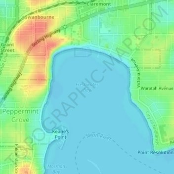 Freshwater Bay topographic map, elevation, terrain
