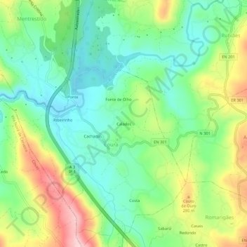 Calados topographic map, elevation, terrain