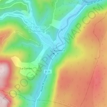 Cascade de La Vis topographic map, elevation, terrain