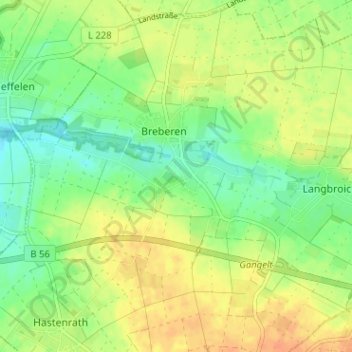 Brüxgen topographic map, elevation, terrain