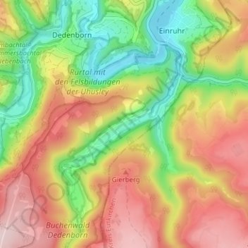 Erkensruhr topographic map, elevation, terrain