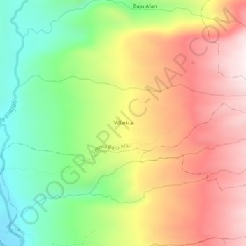 Villarica topographic map, elevation, terrain