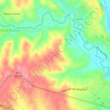Trancão topographic map, elevation, terrain