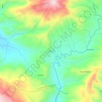 Trouin topographic map, elevation, terrain
