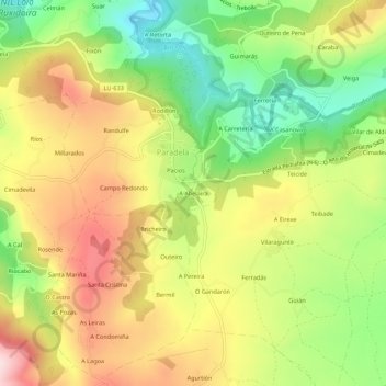 A Abelaira topographic map, elevation, terrain