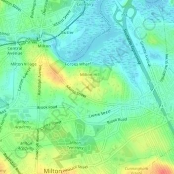 Milton Hill topographic map, elevation, terrain