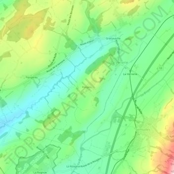 Progens topographic map, elevation, terrain