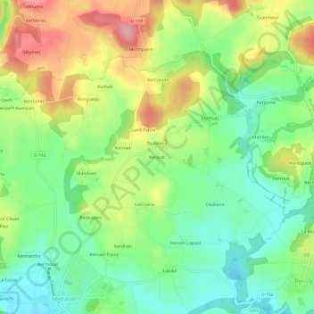 Kerprat topographic map, elevation, terrain