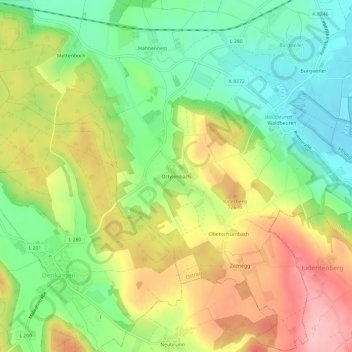 Ochsenbach topographic map, elevation, terrain