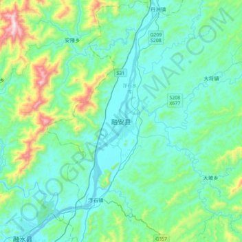 融安县 topographic map, elevation, terrain