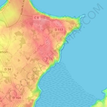Saint-Guireuc topographic map, elevation, terrain