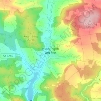 Hechlingen am See topographic map, elevation, terrain