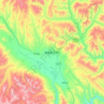 Litang topographic map, elevation, terrain