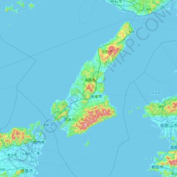 Awaji Island topographic map, elevation, terrain