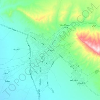 Esfarayen topographic map, elevation, terrain