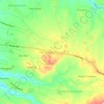 Paharang West topographic map, elevation, terrain