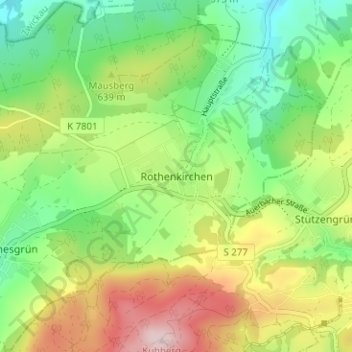 Rothenkirchen topographic map, elevation, terrain