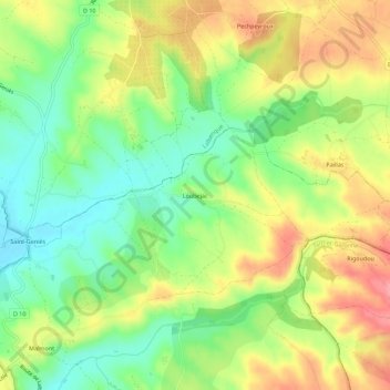Loubejac topographic map, elevation, terrain