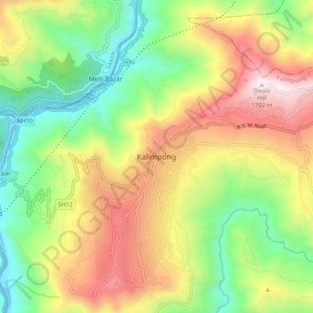 Kalimpong topographic map, elevation, terrain